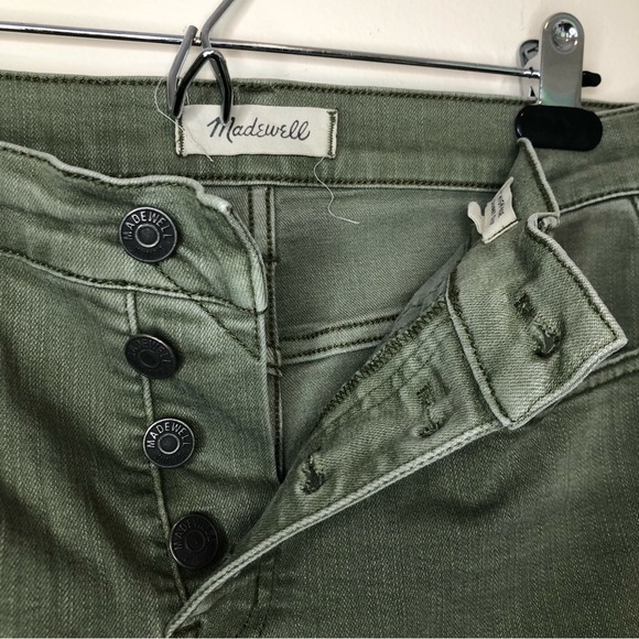 Madewell Denim High Waisted Shorts Cut Off Green Size 26 High Rise - Picture 2 of 8